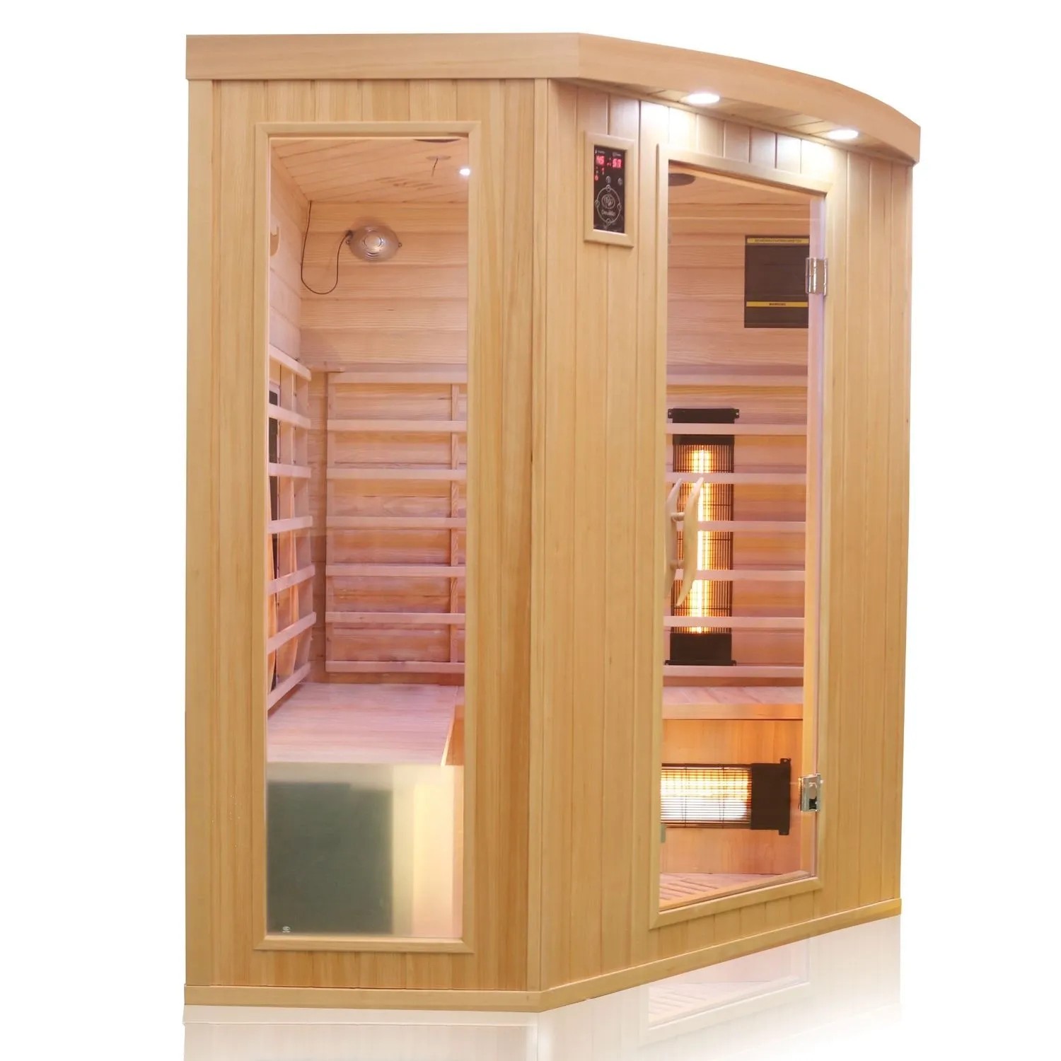 Dewello Infrarotkabine Haley, 160x160cm, für 2-4 Personen, aus Hemlock Tannenholz mit Glasfront.