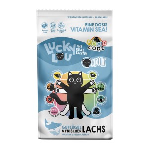 Lucky Lou Katzen-Trockenfutter Adult Geflügel & Lachs, 1,7kg Packung.