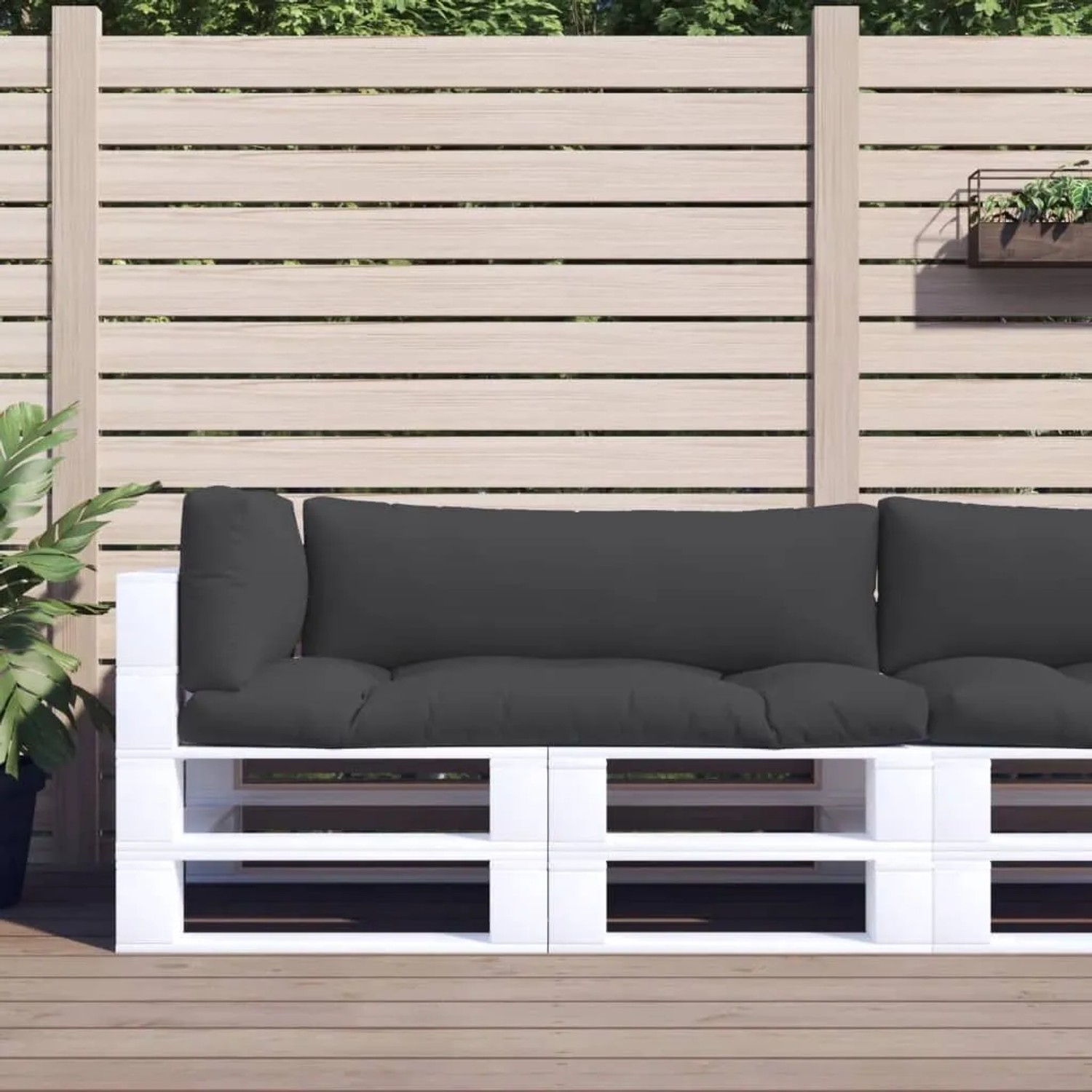 vidaXL Palettenkissen, 3-teilig, schwarz, Stoff, für Palettenmöbel im Garten.