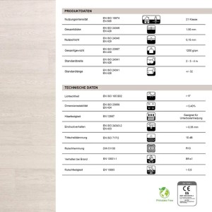 Detailansicht der technischen Daten zum Karat CV Bodenbelag Atlantic Pure Oak.