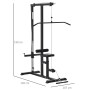 HOMCOM Kraftturm Dip-Station, schwarz, mit verstellbarem Sitz für Sport & Fitness zu Hause.