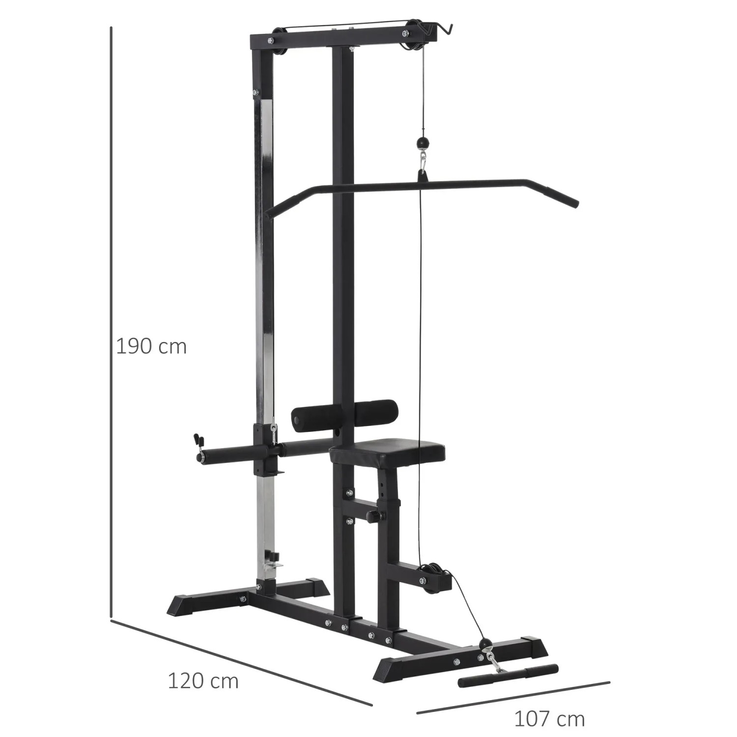 HOMCOM Kraftturm Dip-Station, schwarz, mit verstellbarem Sitz für Sport & Fitness zu Hause.