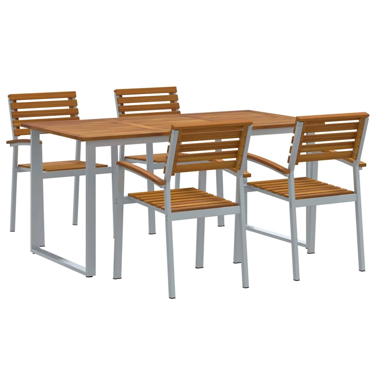 vidaXL Garten Essgruppe 5-Tlg Grau und Braun Akazie Massivholz 3284345 günstig online kaufen