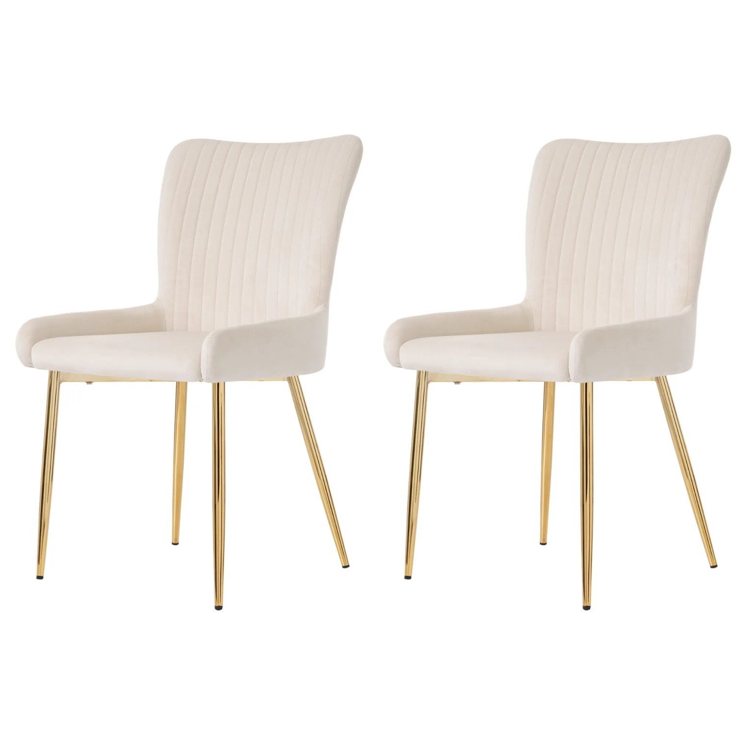 Merax Samt Esszimmerstuhl 2er Set Goldfarbenen Metallbeinen Beige