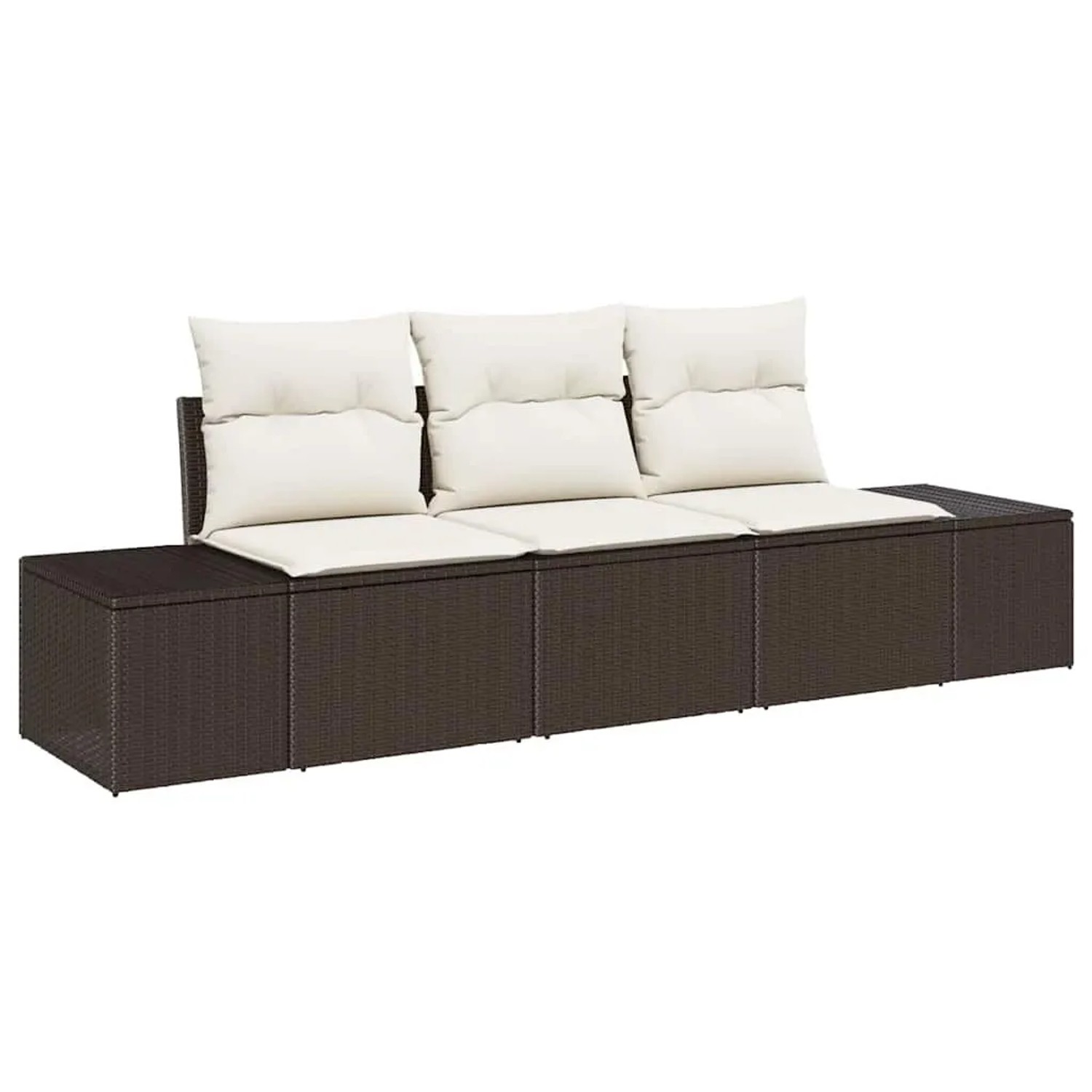 vidaXL Gartensofa-set mit Speicher 3-Tlg Braun und Creme Poly-Rattan 335558 günstig online kaufen