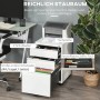 Weißer Vinsetto Rollcontainer aus Stahl mit 3 offenen Schubladen, Stiftefach und Hängeregistratur. Mit Rädern im Büro.