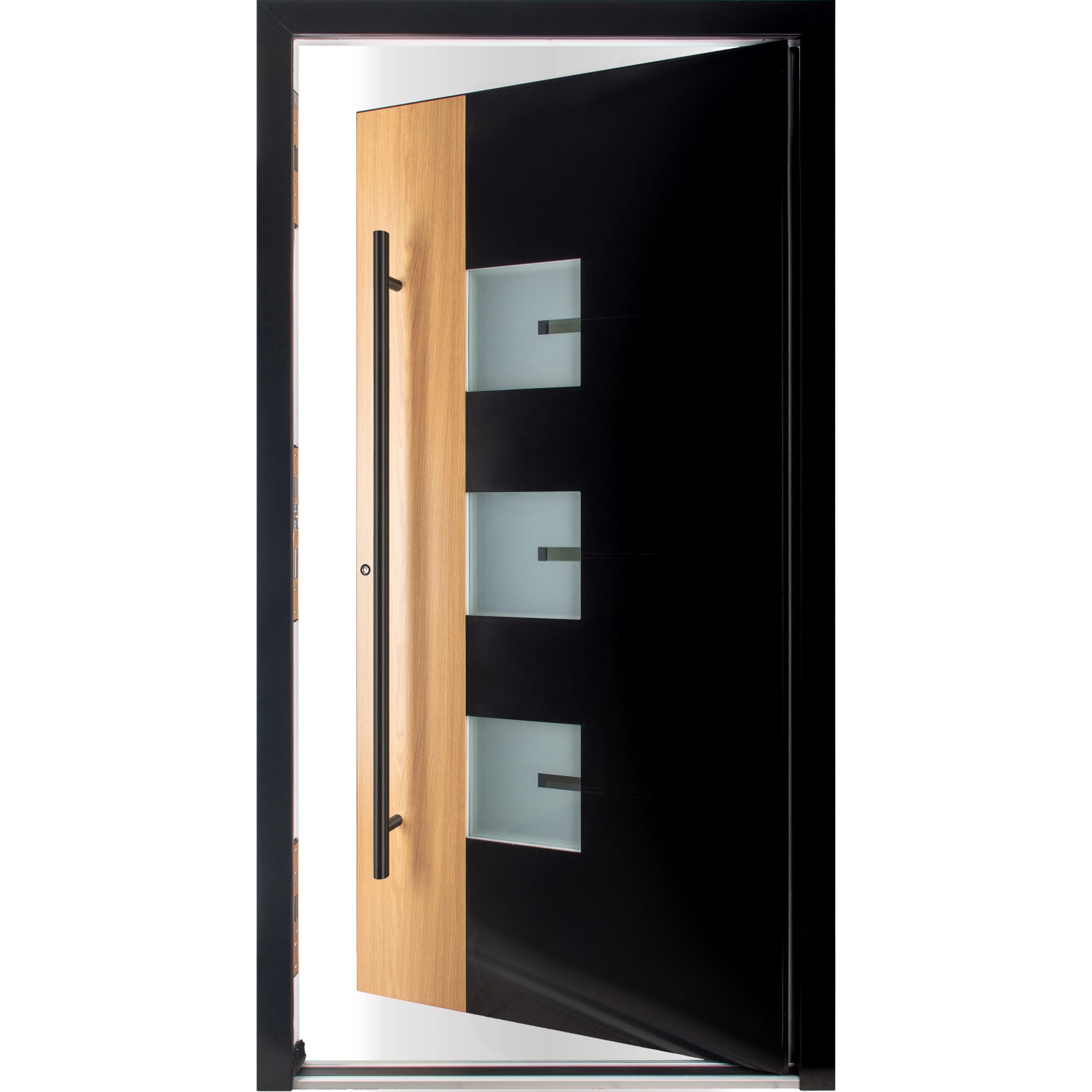 Moderno Haustür M330P Bicolor Wood Schwarz-Eiche Natur 100 cm x 210 cm DIN günstig online kaufen