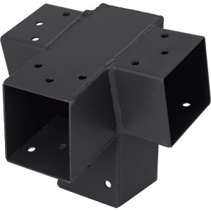 Anthrazitfarbene Steckverbinder-Verlängerung 75° mit 4 Enden für Holzkonstruktionen.