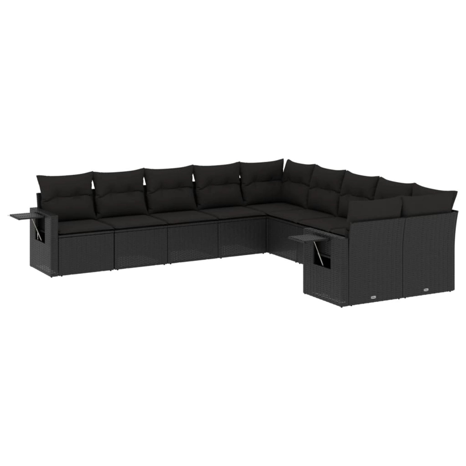 vidaXL 10-Tlg Garten-Sofagarnitur mit Kissen Schwarz Poly Rattan 3253042 günstig online kaufen