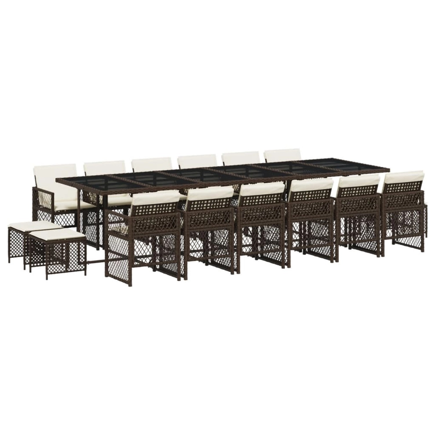vidaXL 17-Tlg Garten-Essgruppe mit Kissen Braun Poly Rattan 3210825 günstig online kaufen