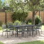 Anthrazitfarbene 9-teilige vidaXL Garten Essgruppe aus Stahl für 8 Personen.