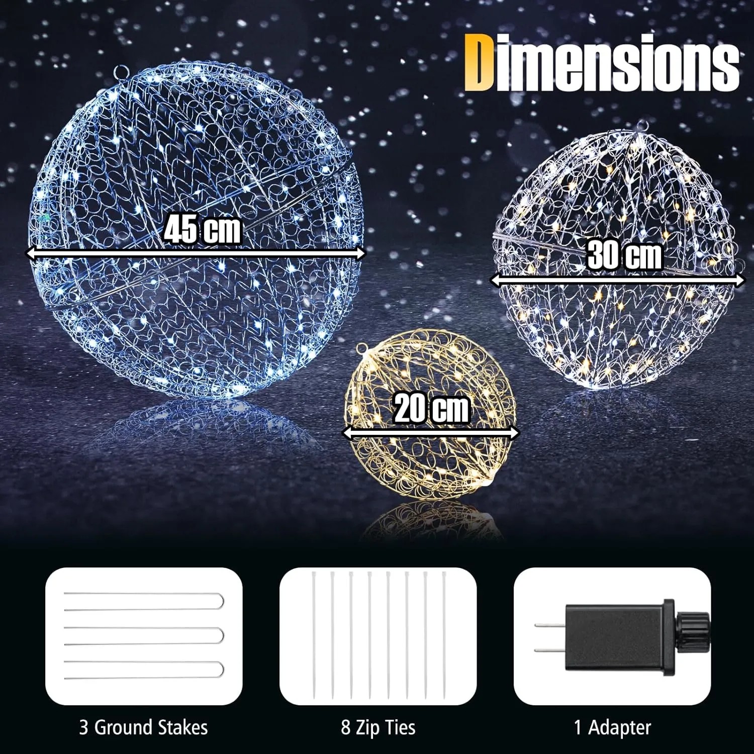 COSTWAY beleuchtete Weihnachtskugeln 3er Set 3 Lichtfarben 8 Modi kaufen bei OBI