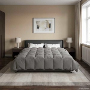 vidaXL Sommerdecke Gepolstert Hellgrau 220 x 240 cm Mikrofaser 42025926