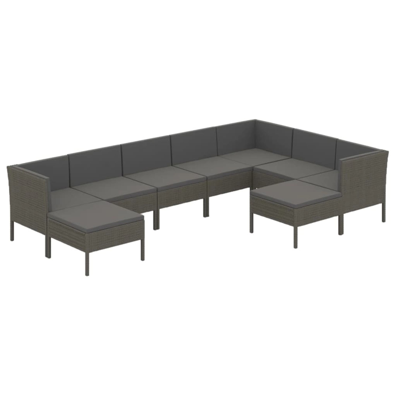 vidaXL 9-tlg Garten-Lounge-Set mit Auflagen Poly Rattan Grau Modell 18