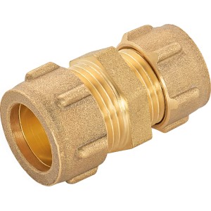 Messing Klemm-Reduzierstück, 22 mm auf 18 mm, für Kupferrohre in Heizung und Sanitär.