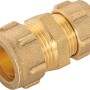 Messing Klemm-Reduzierstück, 22 mm auf 18 mm, für Kupferrohre in Heizung und Sanitär.