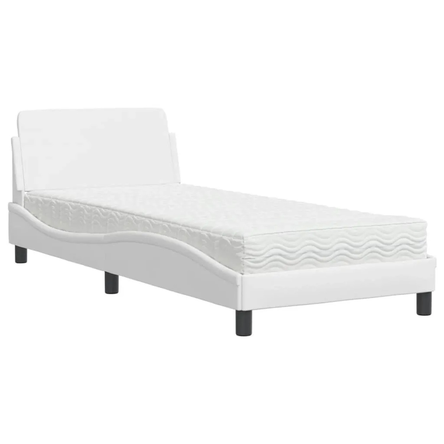 vidaXL Bett mit Matratze Dover Weiß 90x190 cm Kunstleder 3208318