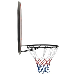 vidaXL Basketballkorb, schwarz, mit Netz in rot, weiß und blau. Sportgerät für Wandmontage.