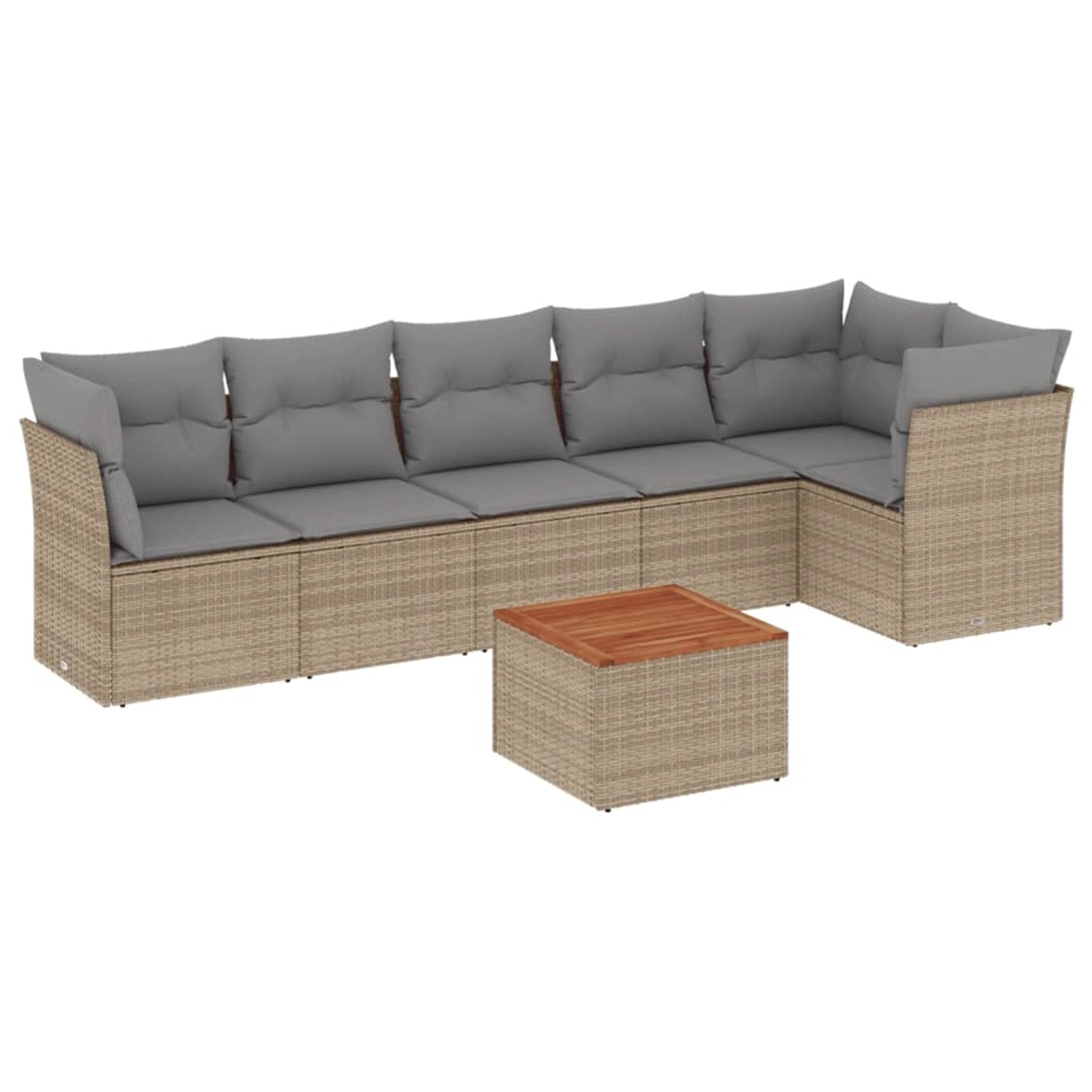 vidaXL 7-Tlg Garten-Sofagarnitur mit Kissen Beige Poly Rattan 3255982 günstig online kaufen