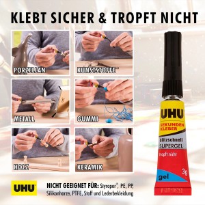 Uhu Sekundenkleber Blitzschnell Supergel 3 g