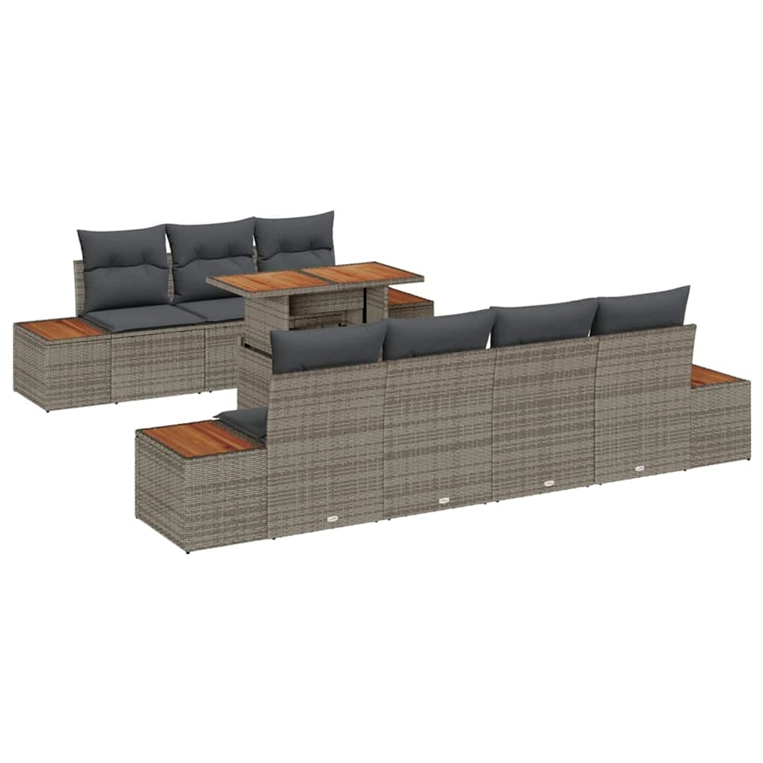 vidaXL Garten-Sofa-Set mit Kissen 8-Tlg Grau Poly Rattan 3350041 günstig online kaufen