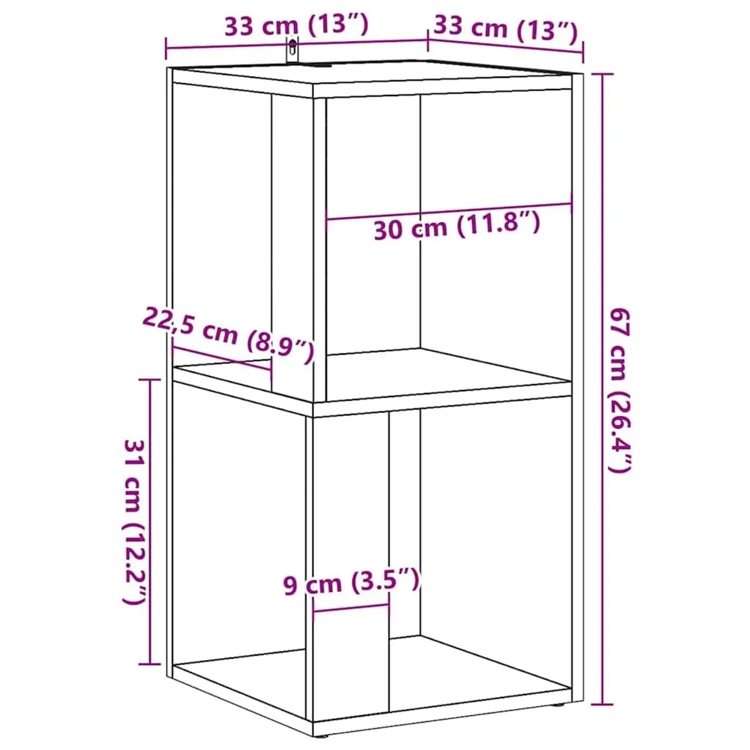 vidaXL Eckregal Altholz-Optik 33x33x67 cm Holzwerkstoff 856718_9