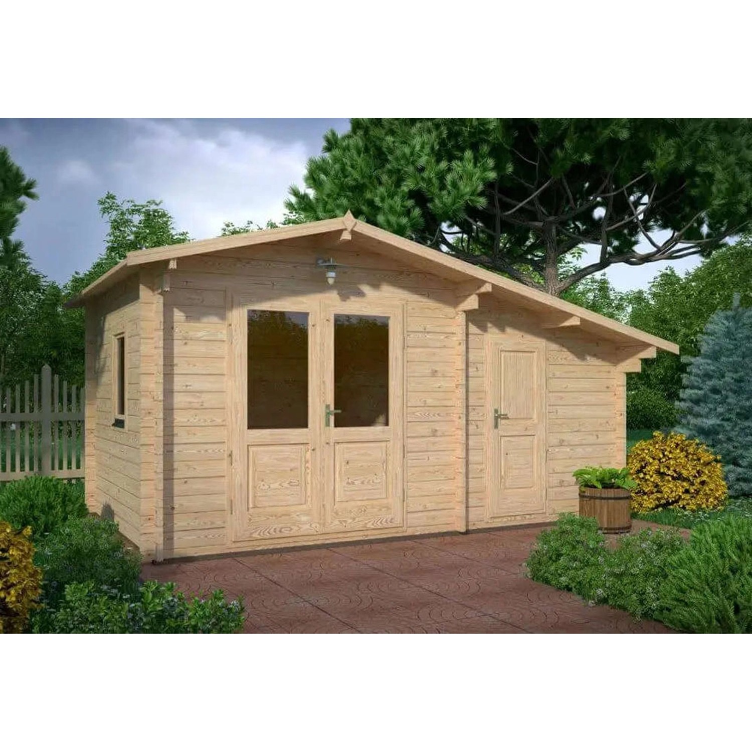 Alpholz Holz-Gartenhaus/Gerätehaus Satteldach Unbehandelt 920 cm x 350 cm