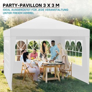Wiltec Pavillon 3X3M In Weiß Mit Uv-Schutz 50+ Gartenpavillon Partyzelt Camping