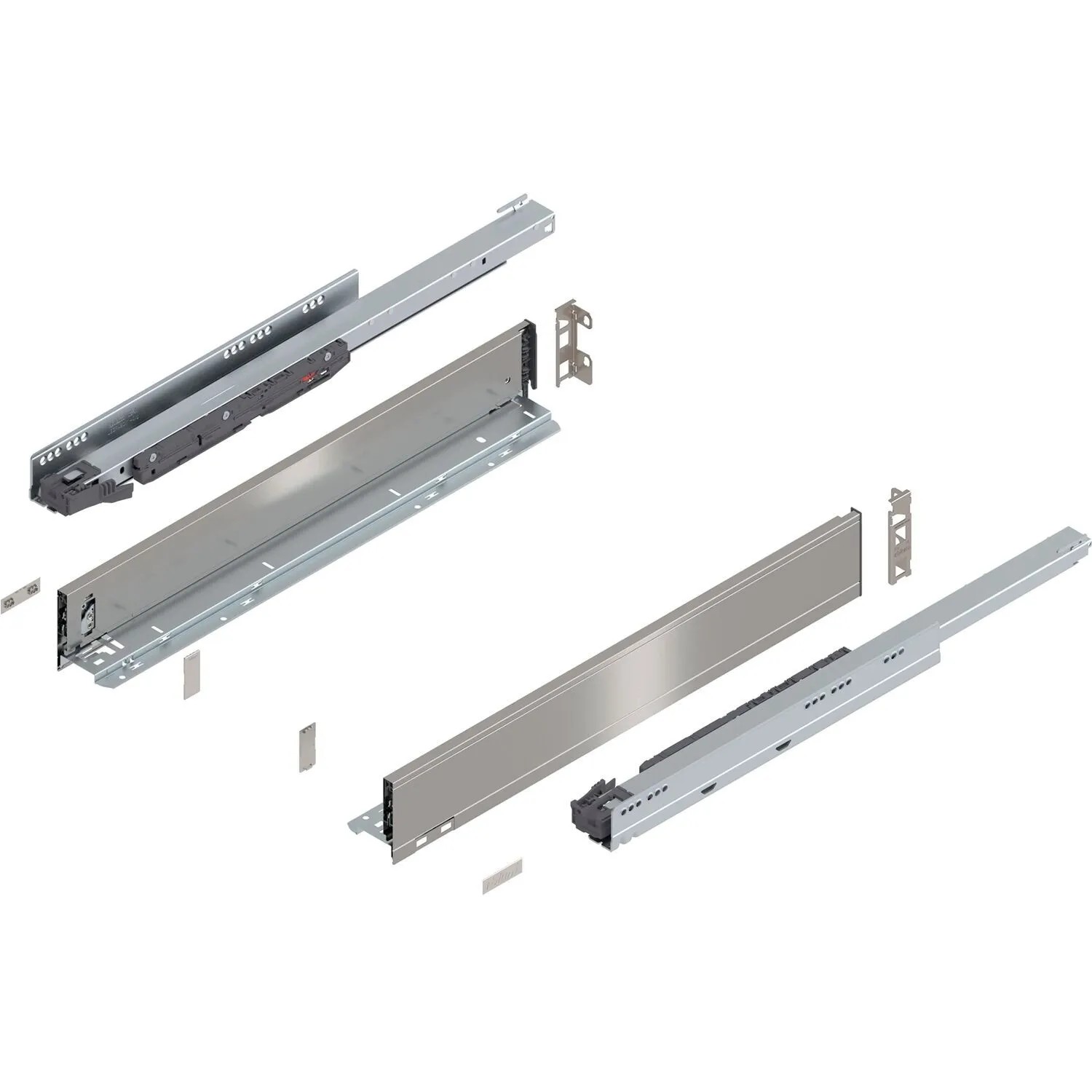Blum Legrabox Pure Set Höhe M Tip-On Vollauszug 600 mm 40 kg Inox 1 Paar