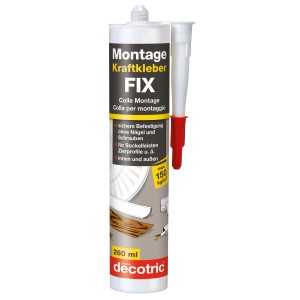 Decotric Montage-Kraftkleber Fix, 280ml, Weiß. Universeller Kleber für sichere Befestigungen im Innen- und Außenbereich.