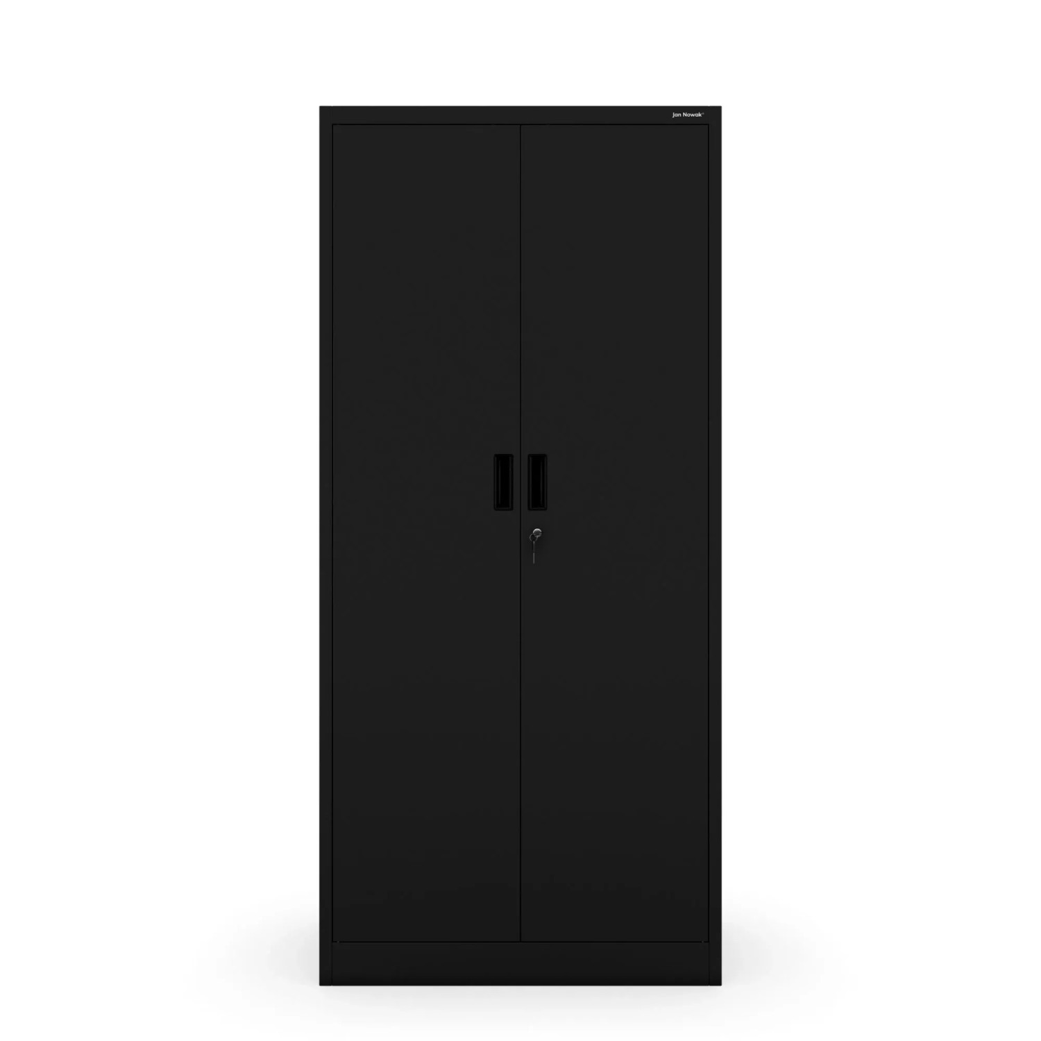 Schwarzer Jan Nowak Aktenschrank Compact aus Metall, 175x80x40 cm, mit Zylinderschloss.