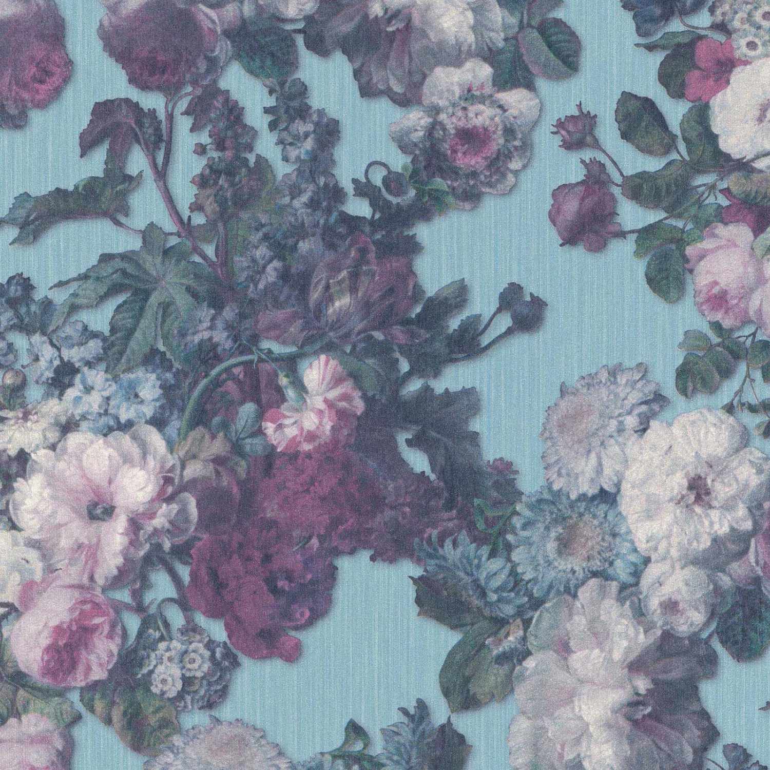 Bricoflor Pfingstrosen Lila Blau Romantische Blumentapete in Violett Ideal für Esszimmer und Schlafzimmer Barock Vliestapete mit Blumen in 3D Optik