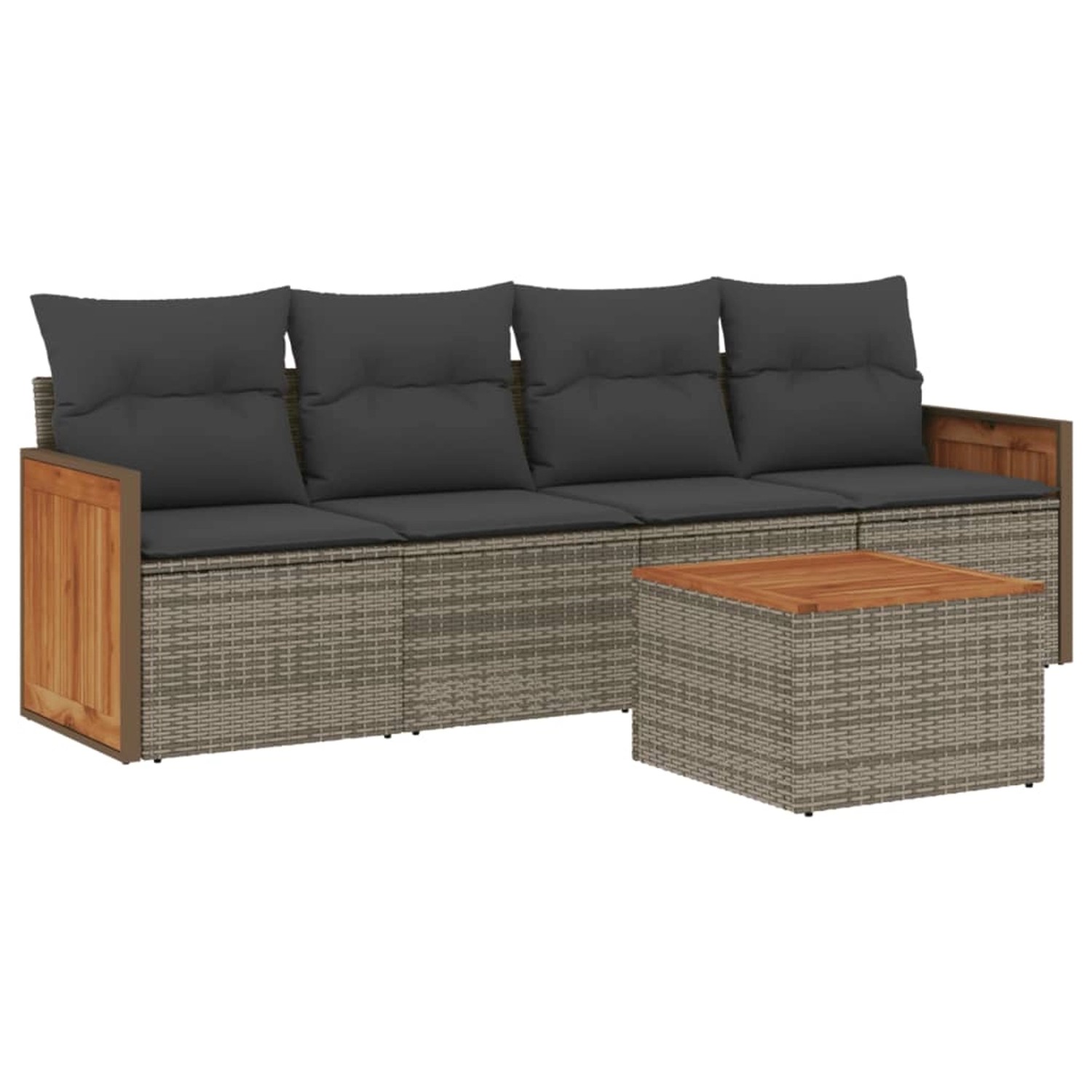 vidaXL 5-Tlg Garten-Sofagarnitur mit Kissen Grau Poly Rattan 3227460 günstig online kaufen