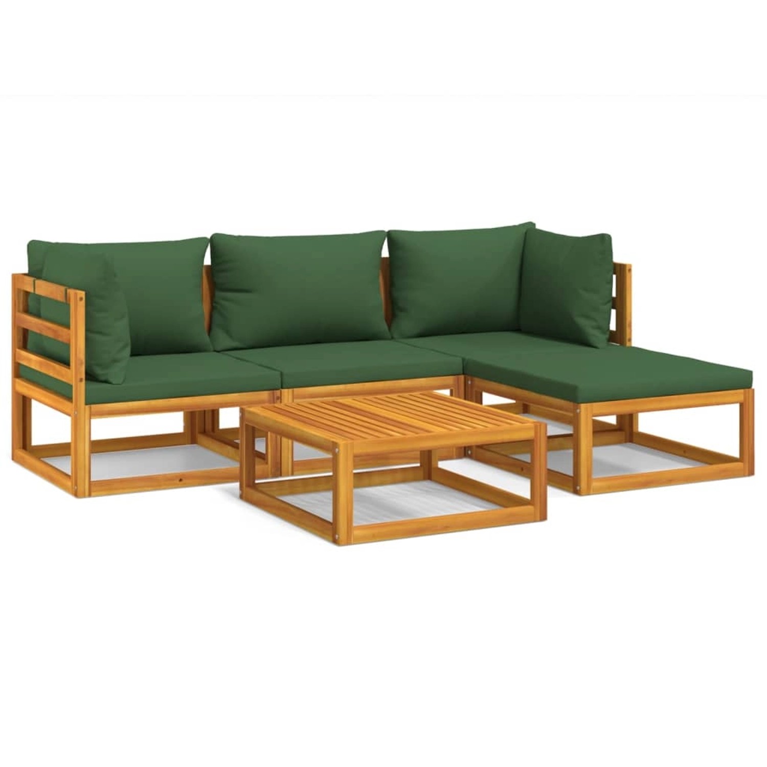 vidaXL 5-tlg Garten-Lounge-Set mit Grünen Kissen Massivholz Modell 2