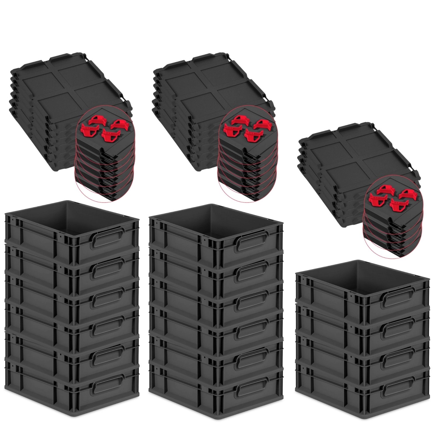 PROREGAL SuperSparSet 16x Eurobox Nextgen Grip Mit Auflagedeckel Und Roten günstig online kaufen