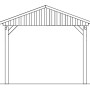 Skizze Carport Fichtelberg, 317x808 cm, Eiche hell, schwarze Schindeln, Seitenansicht mit Höhenangaben.