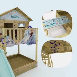 Wickey Disney Eiskönigin Spielturm mit Rutsche, Klettergerüst und Sandkasten.
