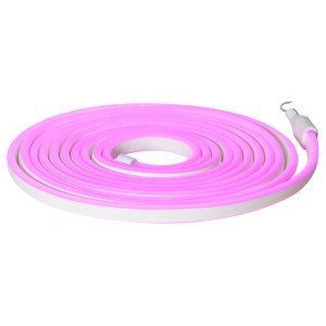 Aufgerolltes, pinkes Eglo LED-Leuchtband Flatneonled, 500 cm, für den Außenbereich.