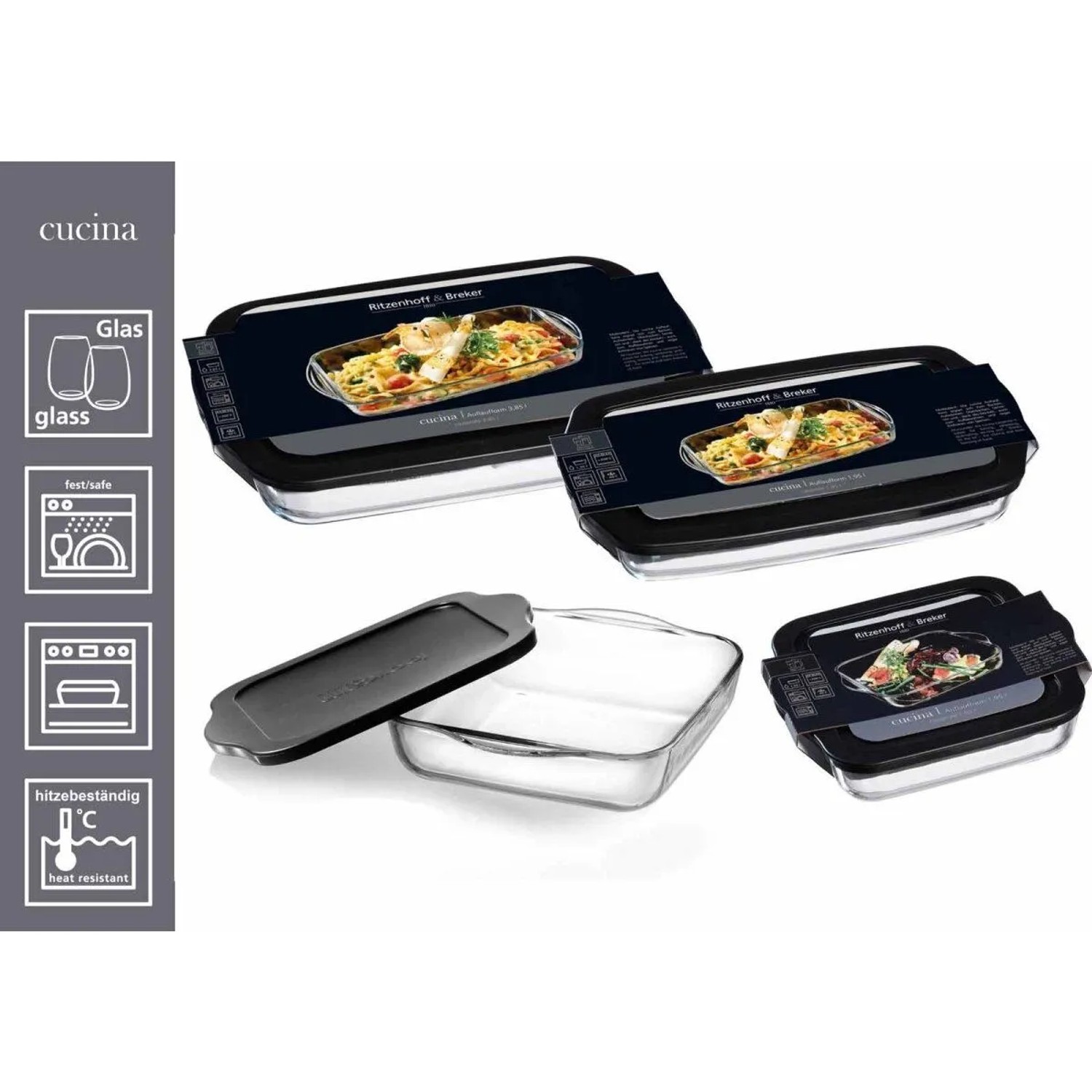 Ritzenhoff & Breker Cucina Auflaufform mit Frischhaltedeckel Rechteckig 3,85 l_2