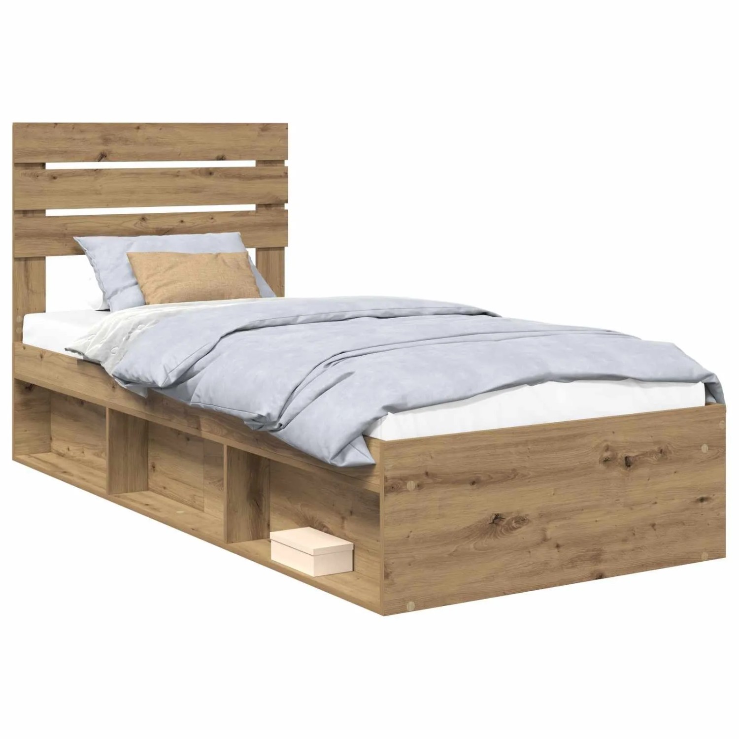 vidaXL Bettrahmen Artisan-Eiche 75 x 190 cm Massives Kiefernholz 3411478