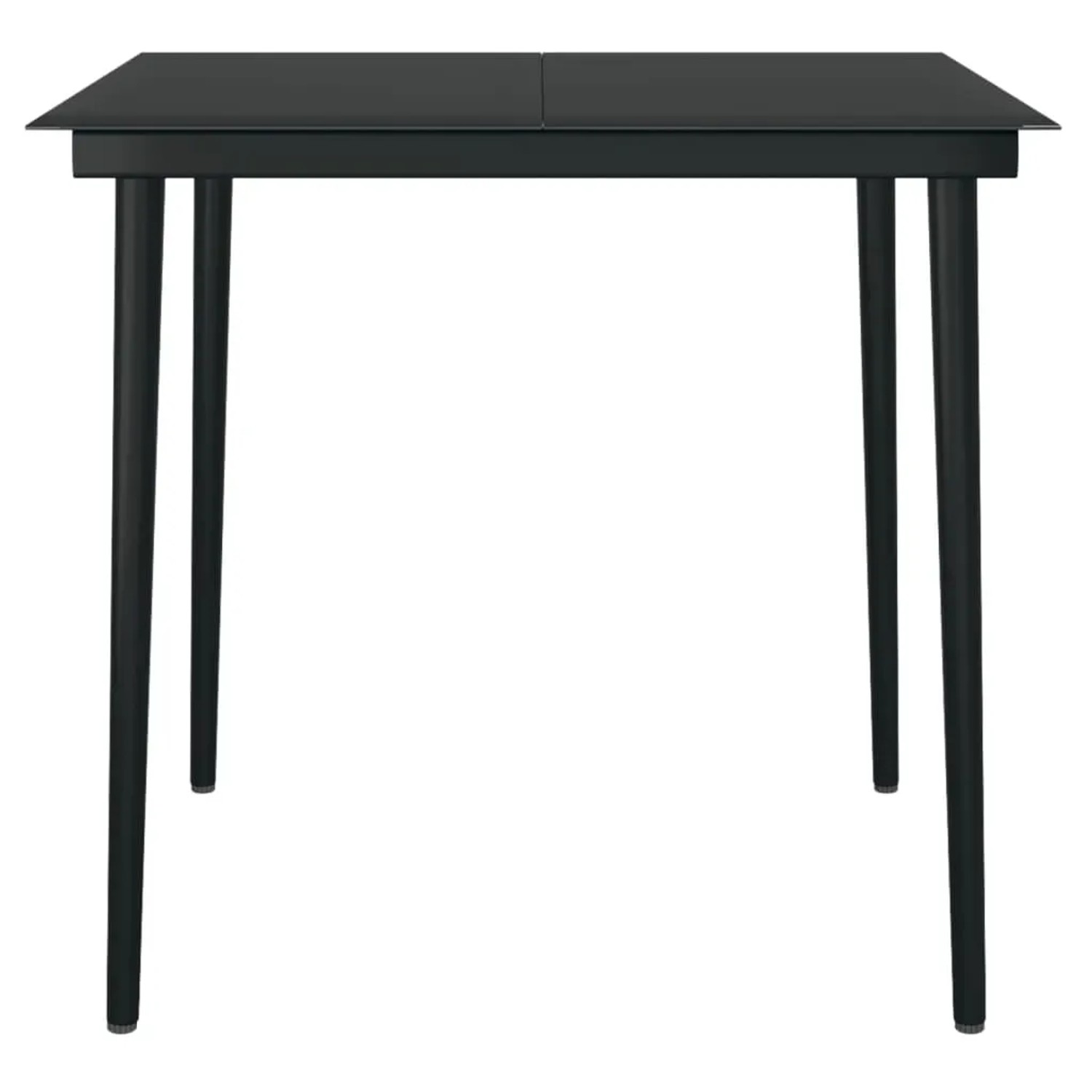 Schwarze vidaXL Garten-Essgruppe, 5-teilig, mit Tisch und Stühlen mit Kissen.