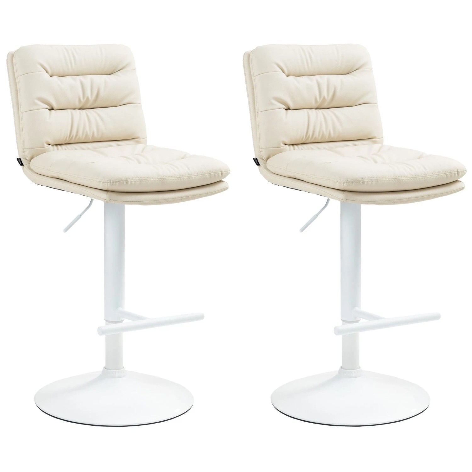 CLP 2er Set Barhocker Damar Kunstleder Creme/Weiß