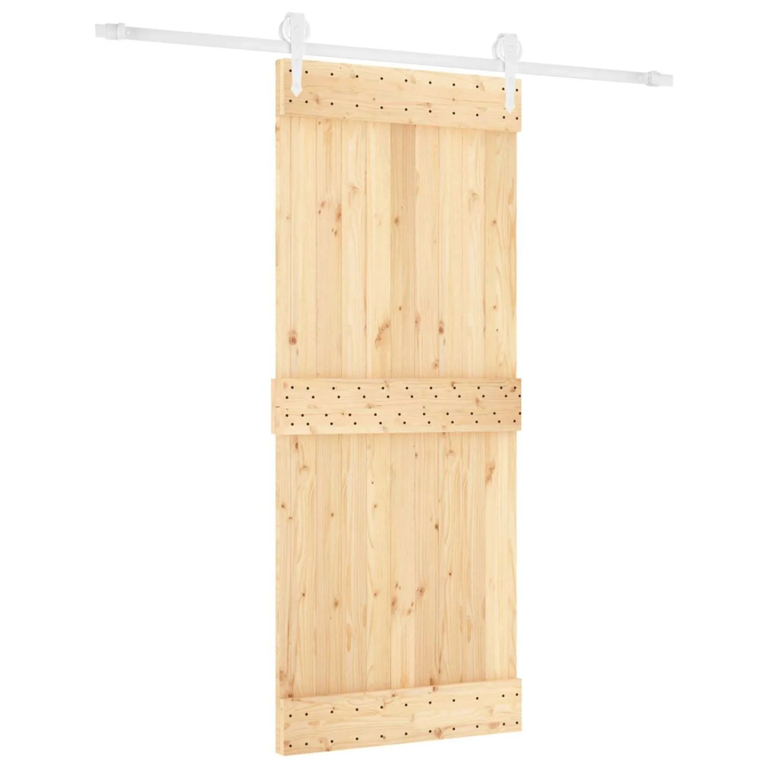 vidaXL Schiebetür Natur und Weiß 85 x 210 cm Massivkiefer 3445178