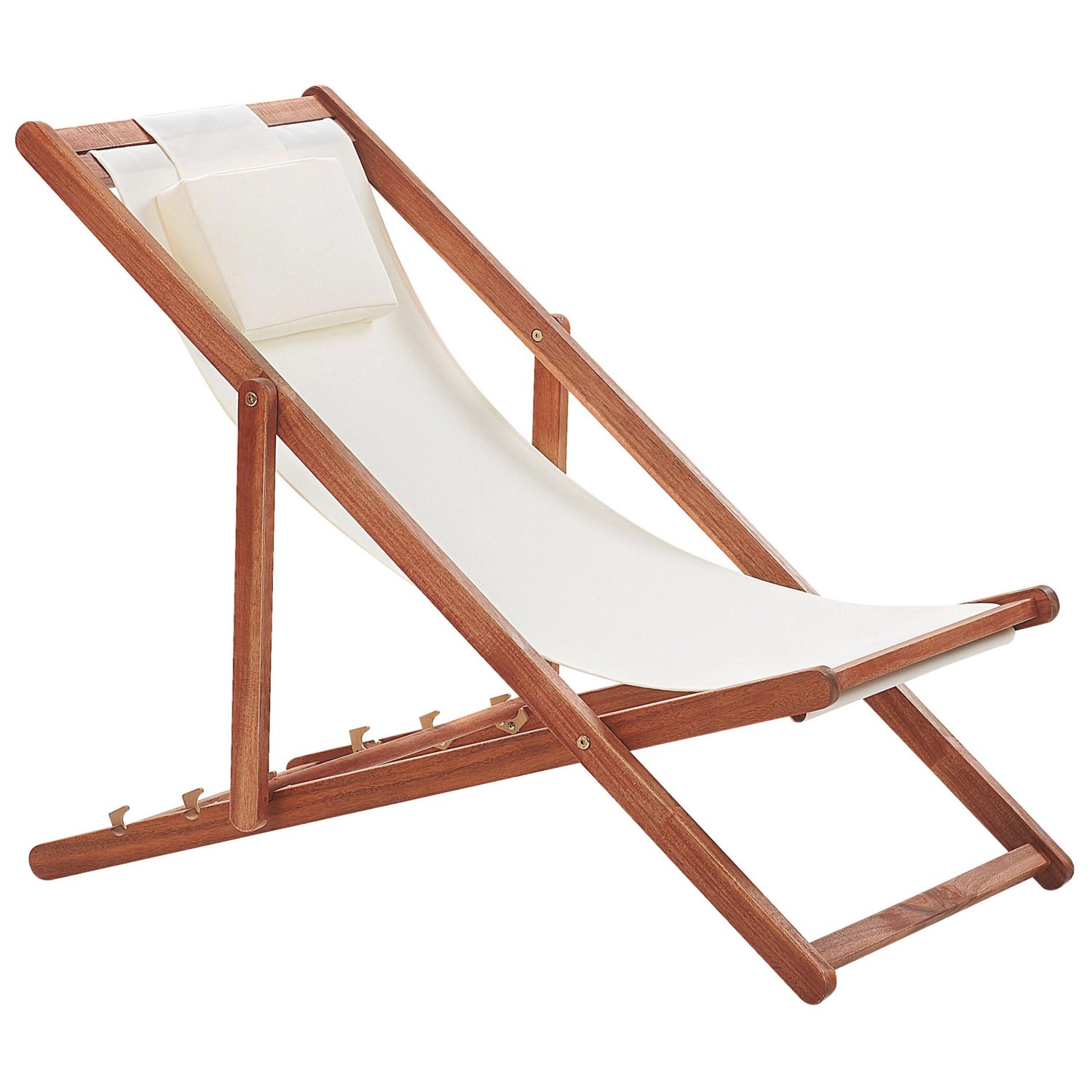 Beliani Gartenliege Weiss Dunkler Holzfarbton Bunt 97x54x70 günstig online kaufen