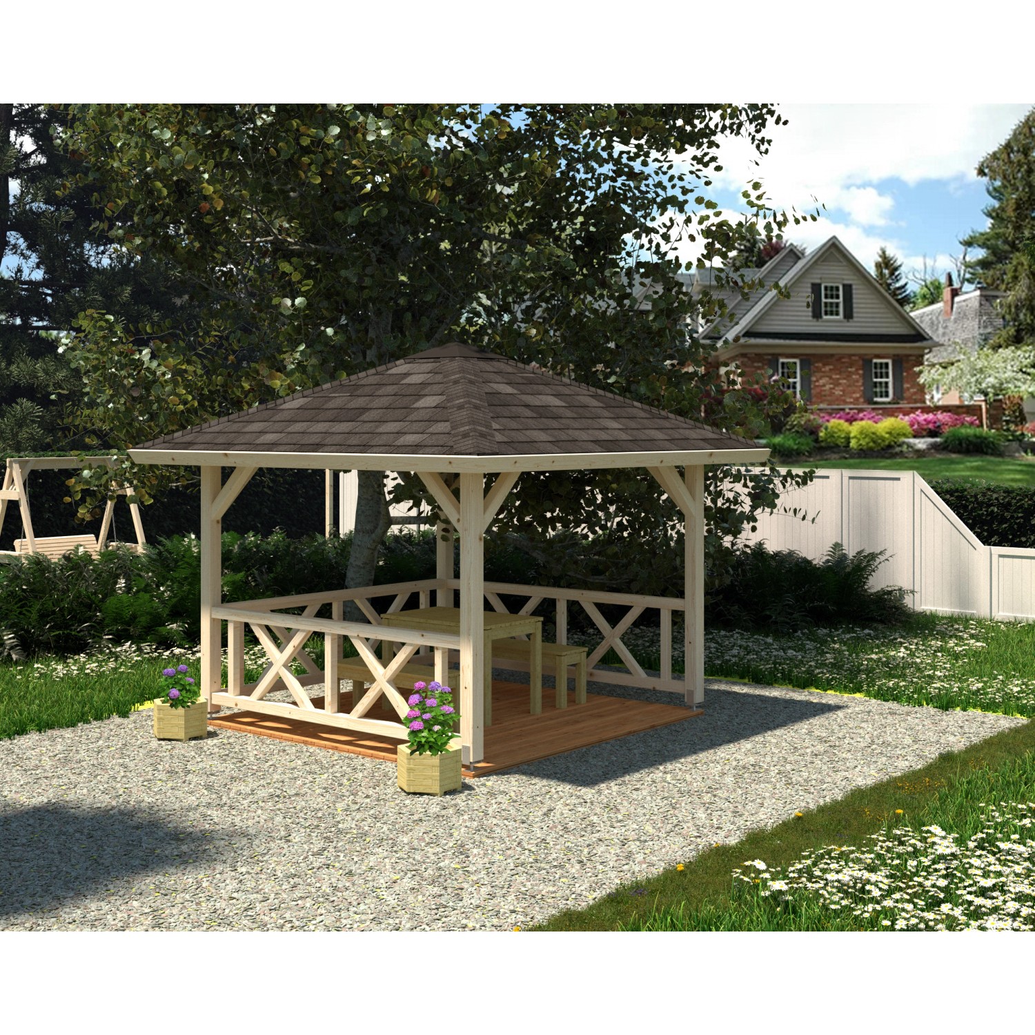 Palmako Pavillon Betty 300 x 300 cm Lackiert Weiß FSC® günstig online kaufen