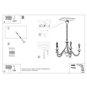 Montageanleitung für Sollux Lighting Minerwa 7 Kronleuchter, schwarz.