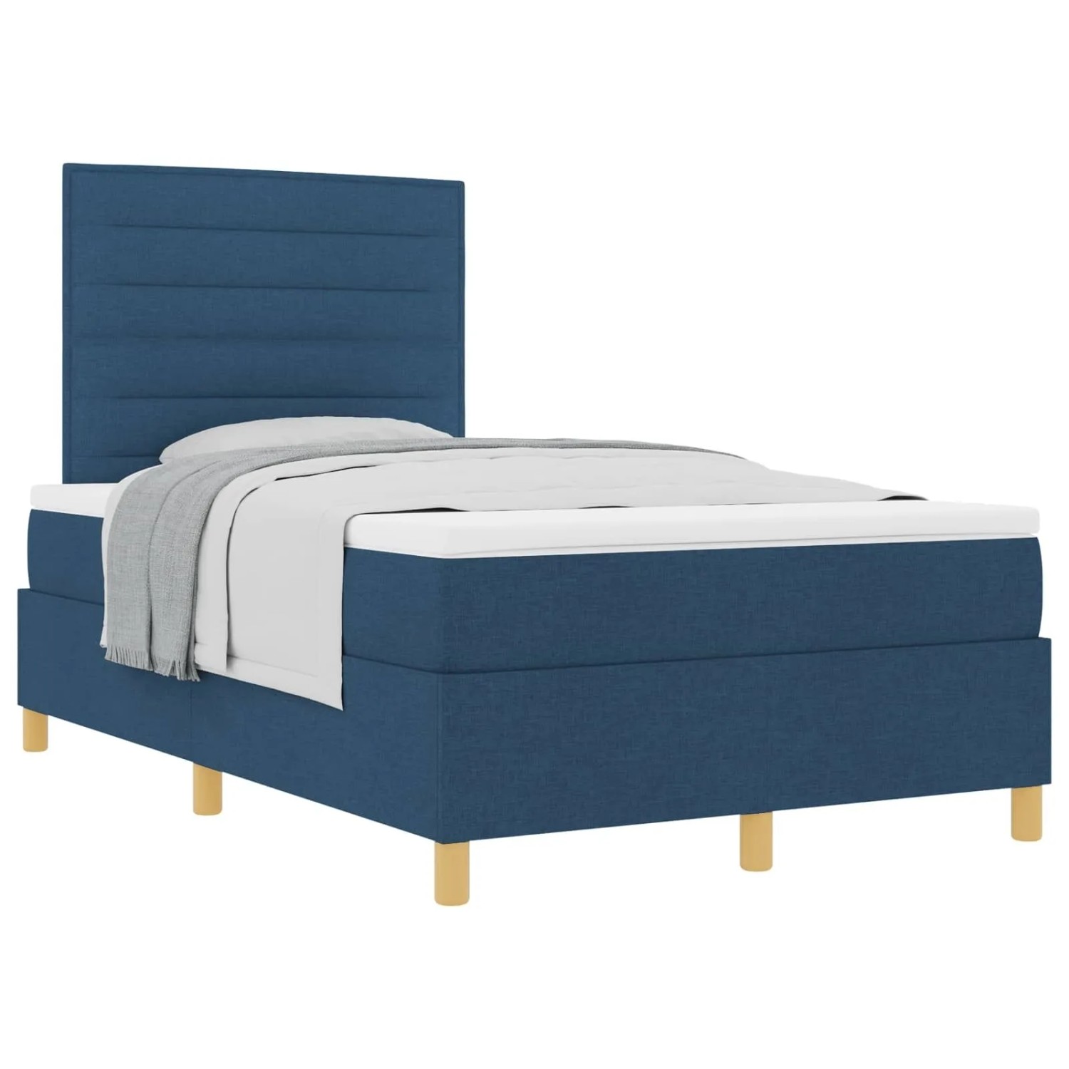 vidaXL Boxspringbett mit Matratze mit Kopfteil Blau 120 x 190 cm Stoff 3339531