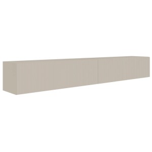 Selsey TV-Hängeboard Veldio 200 cm, Greige, mit geriffelter Lamellenfront. Schwebender TV-Schrank.