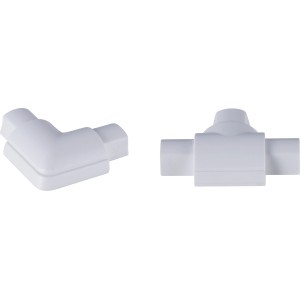 D-Line Zubehör-Set: T-Stück und Flachbogen für 16x8 mm Kabelkanäle, weiß.