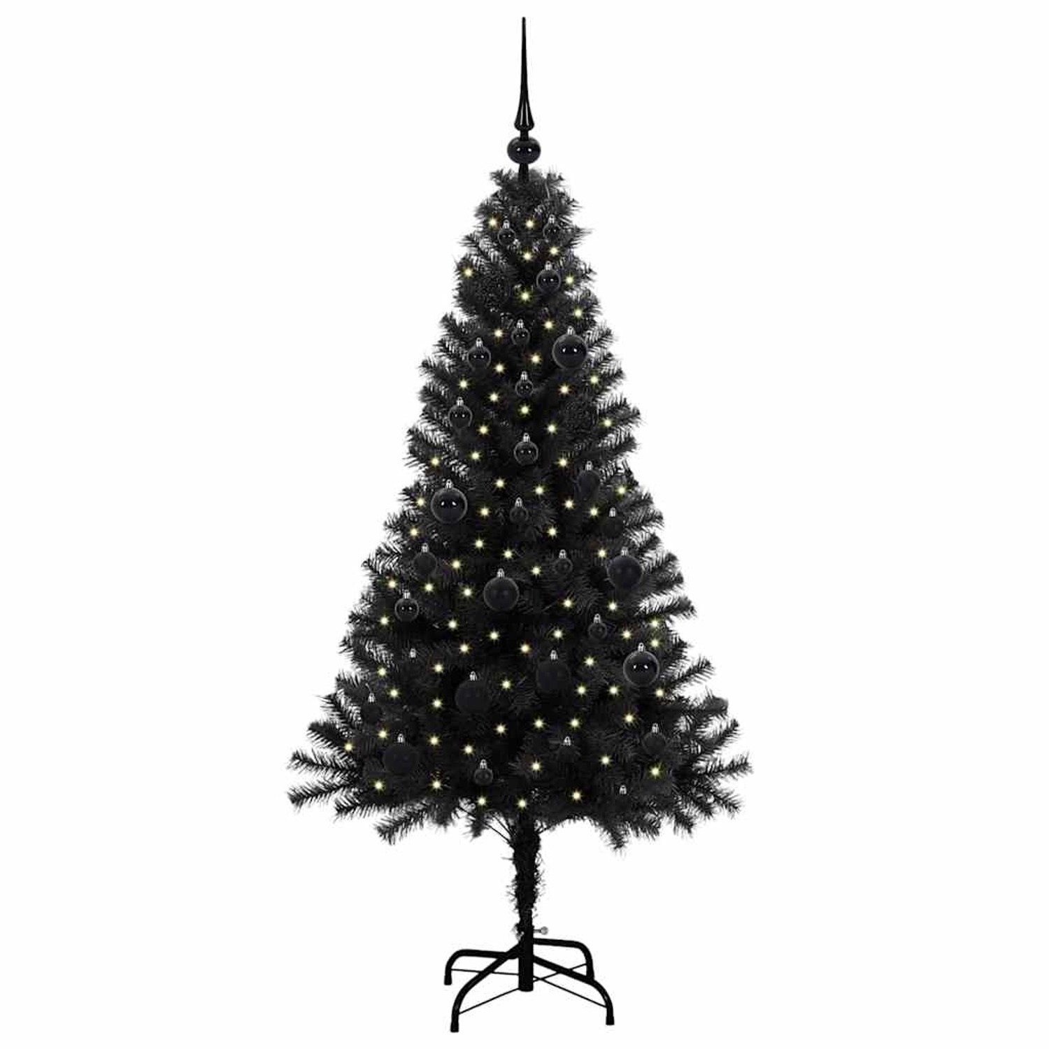 vidaXL Weihnachtsbaum mit 150 LEDs mit Ständer Schwarz 150 cm PVC 3396466